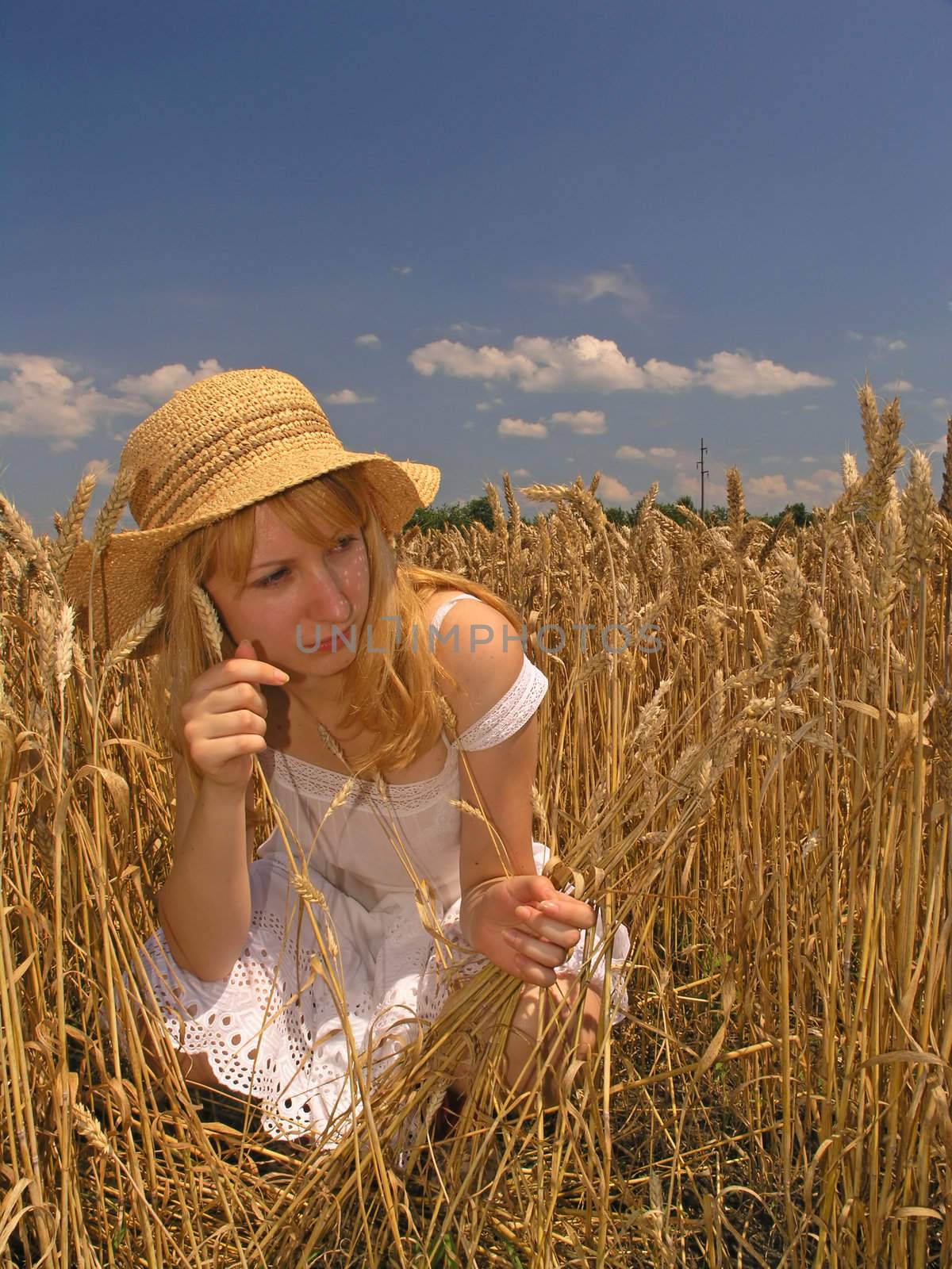Girl in field by adamr