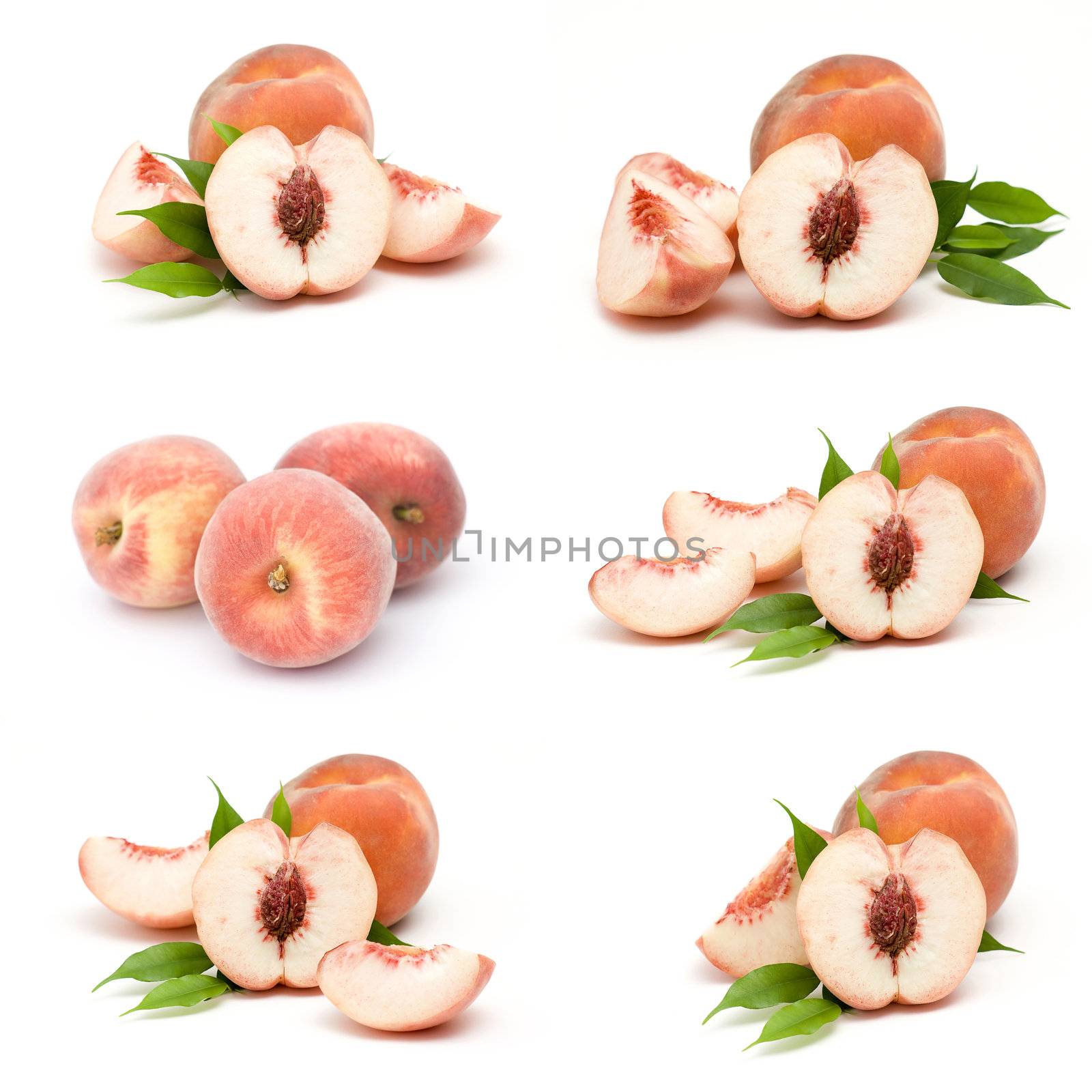 collection of fresh peach fruits