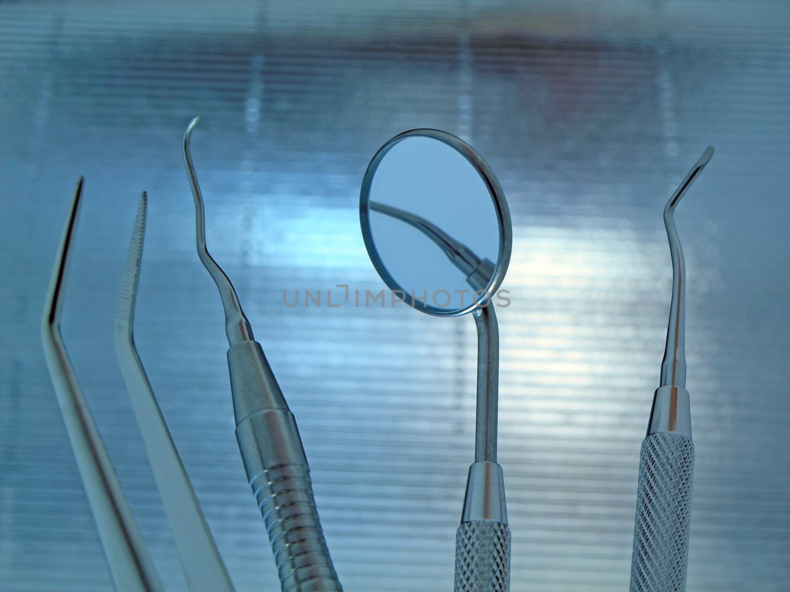 Close-up of a dental mirror