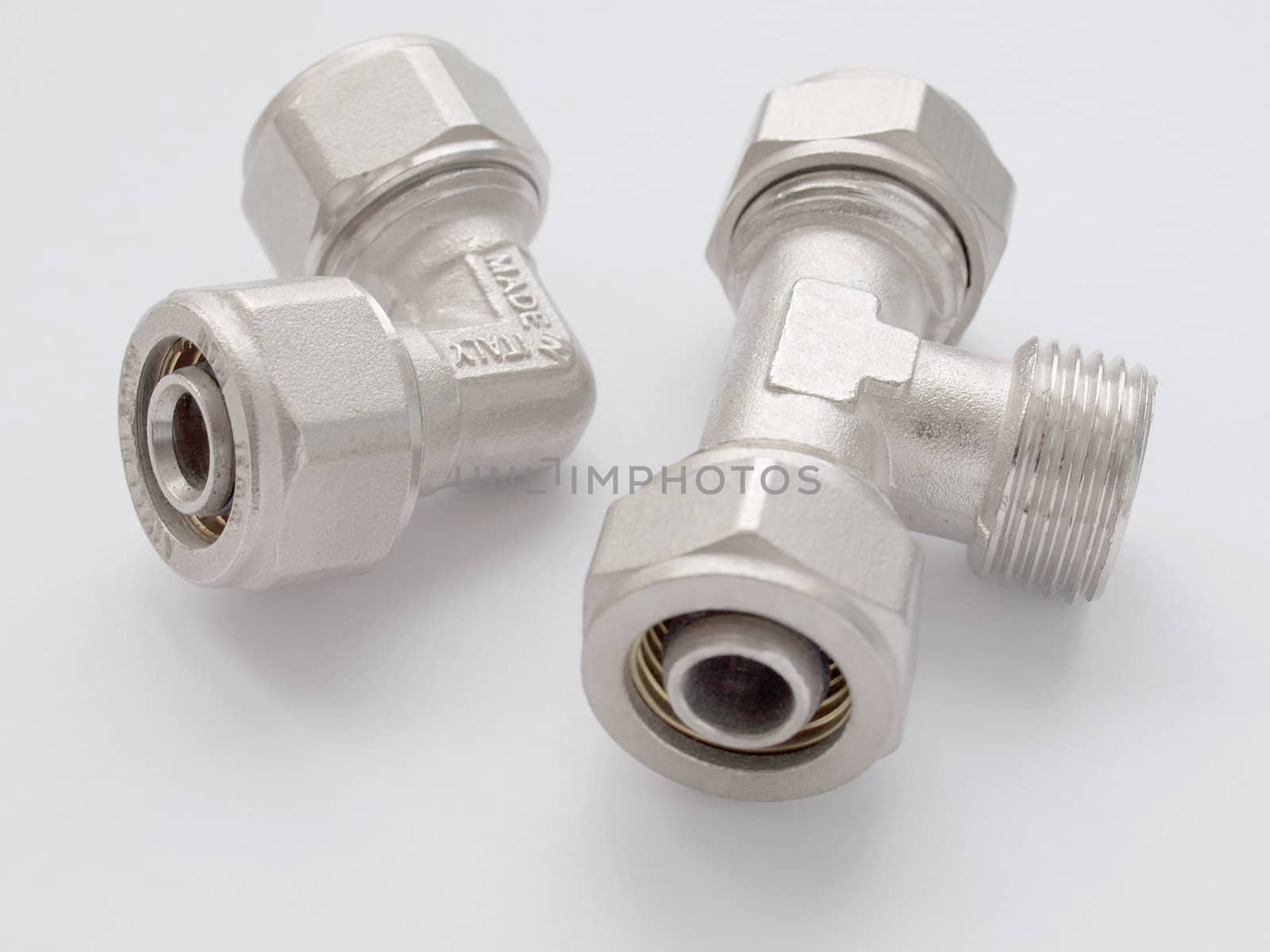 Waterpipe connector on white background