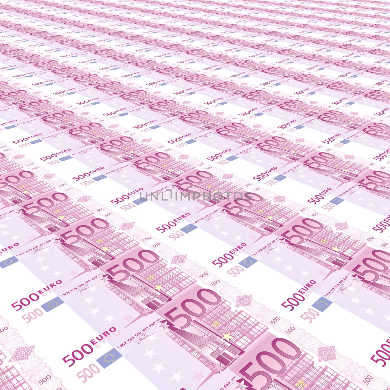 Endless rows of euro banknotes