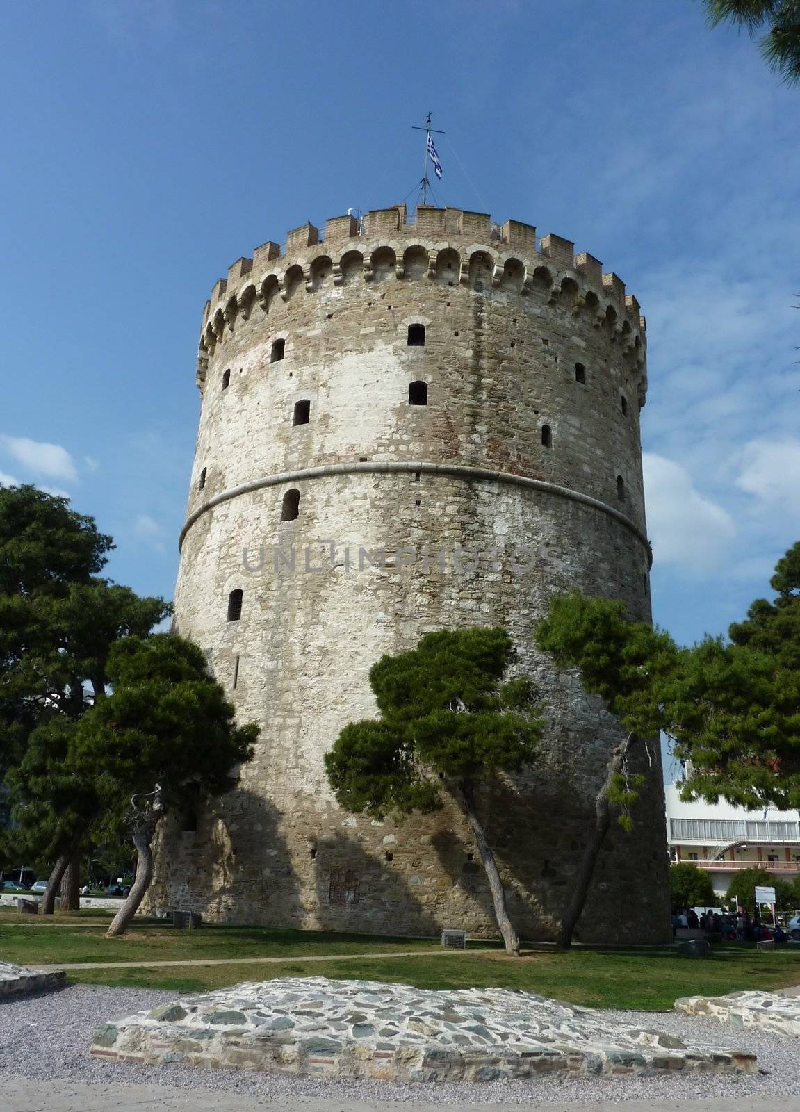 White tower at Thessaloniki city in Greece by Elenaphotos21