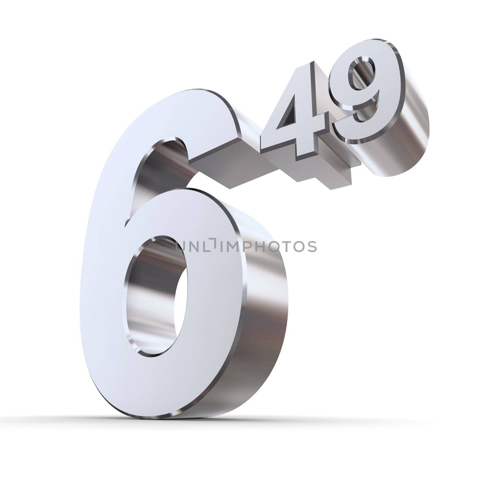 silver-chrome shiny number 6.49 as a price information tag by PixBox