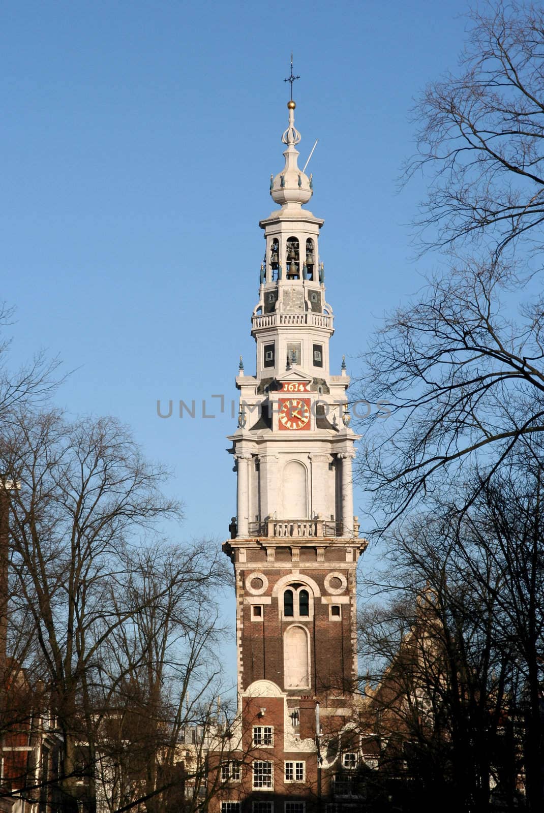 Tower of the Old Church in Amsterdam, Holland
