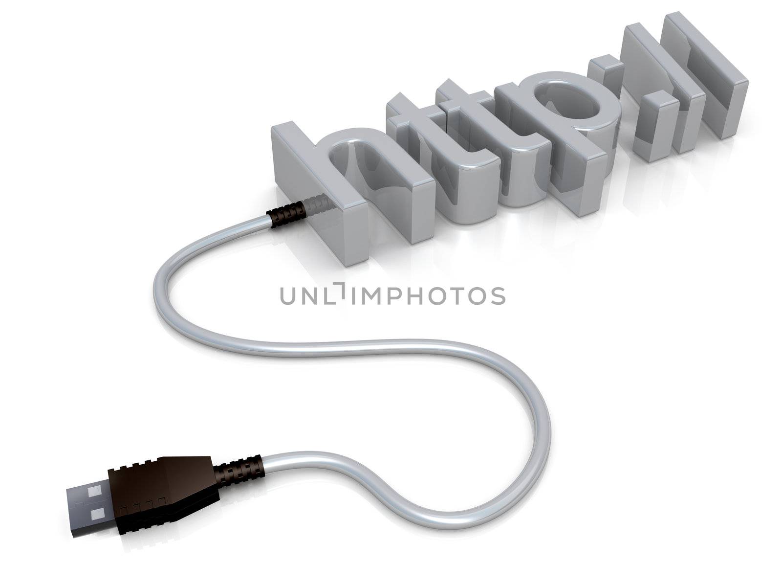 The word "http" with a usb cable attached to it.