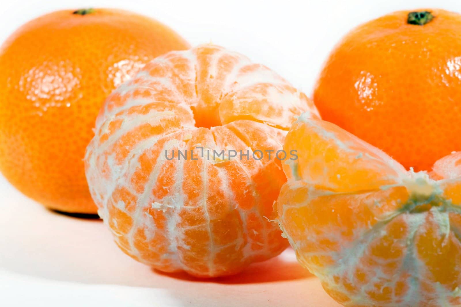 Tangerines on the wite background