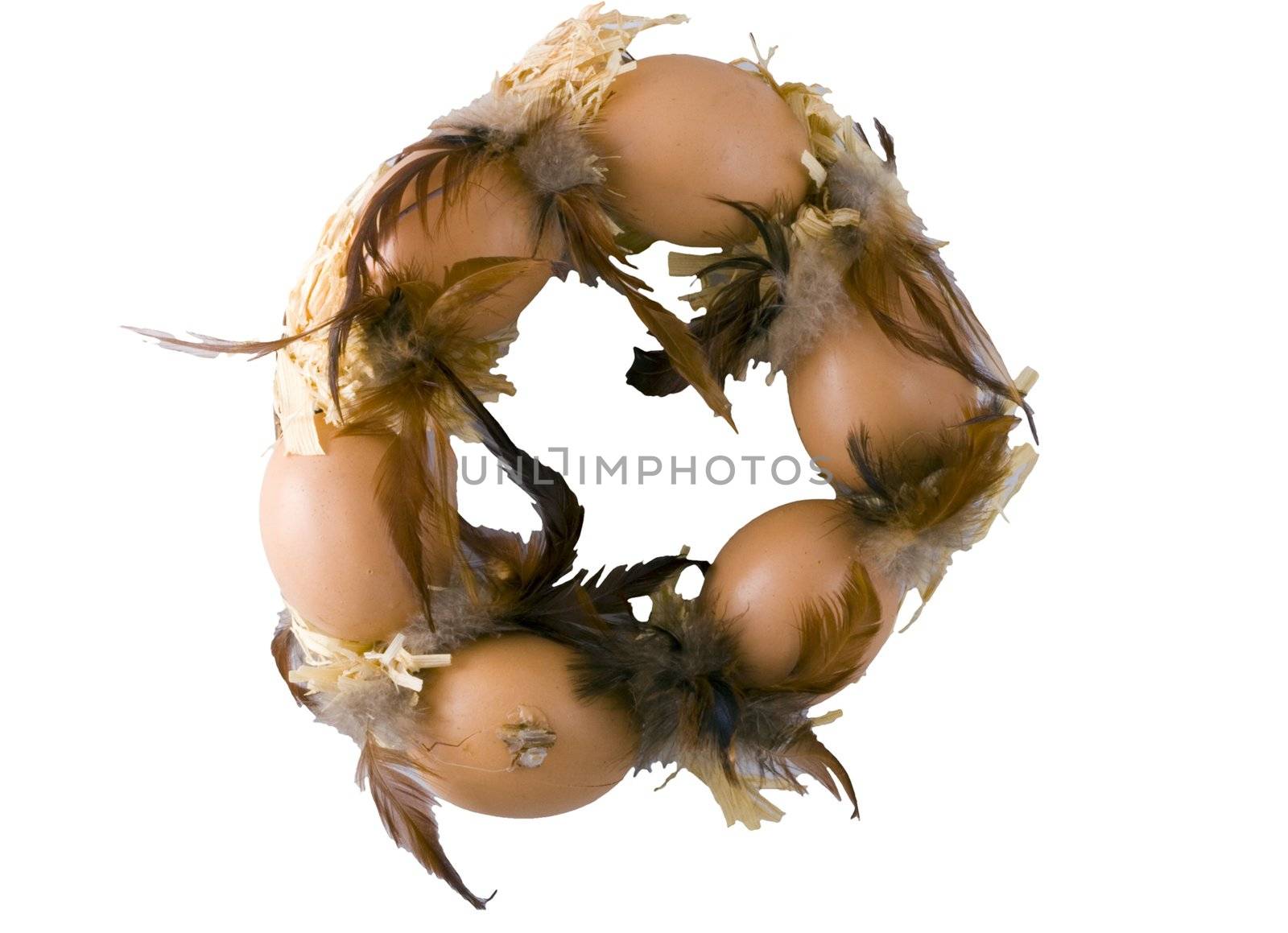 an easter wreath isolated on the white background