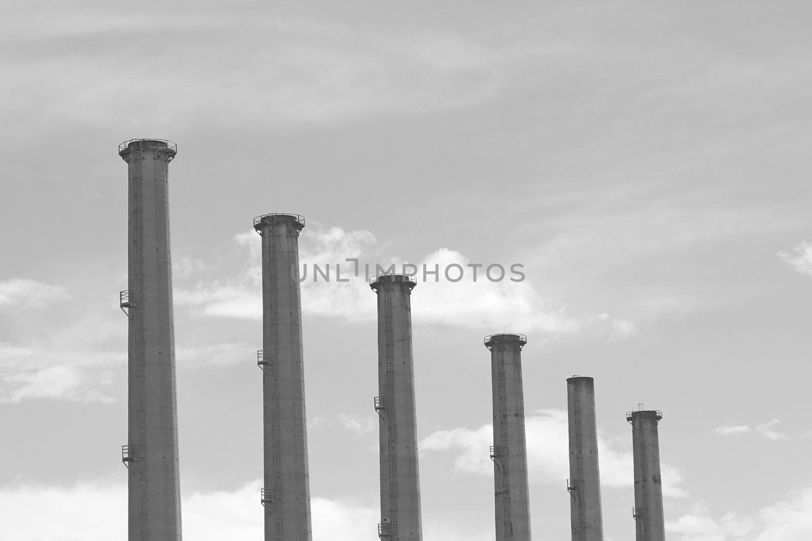 Row of smoke stacks from a coal power station