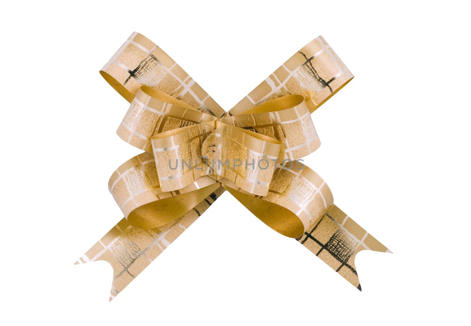 a golden ribbon  isolated on the white background