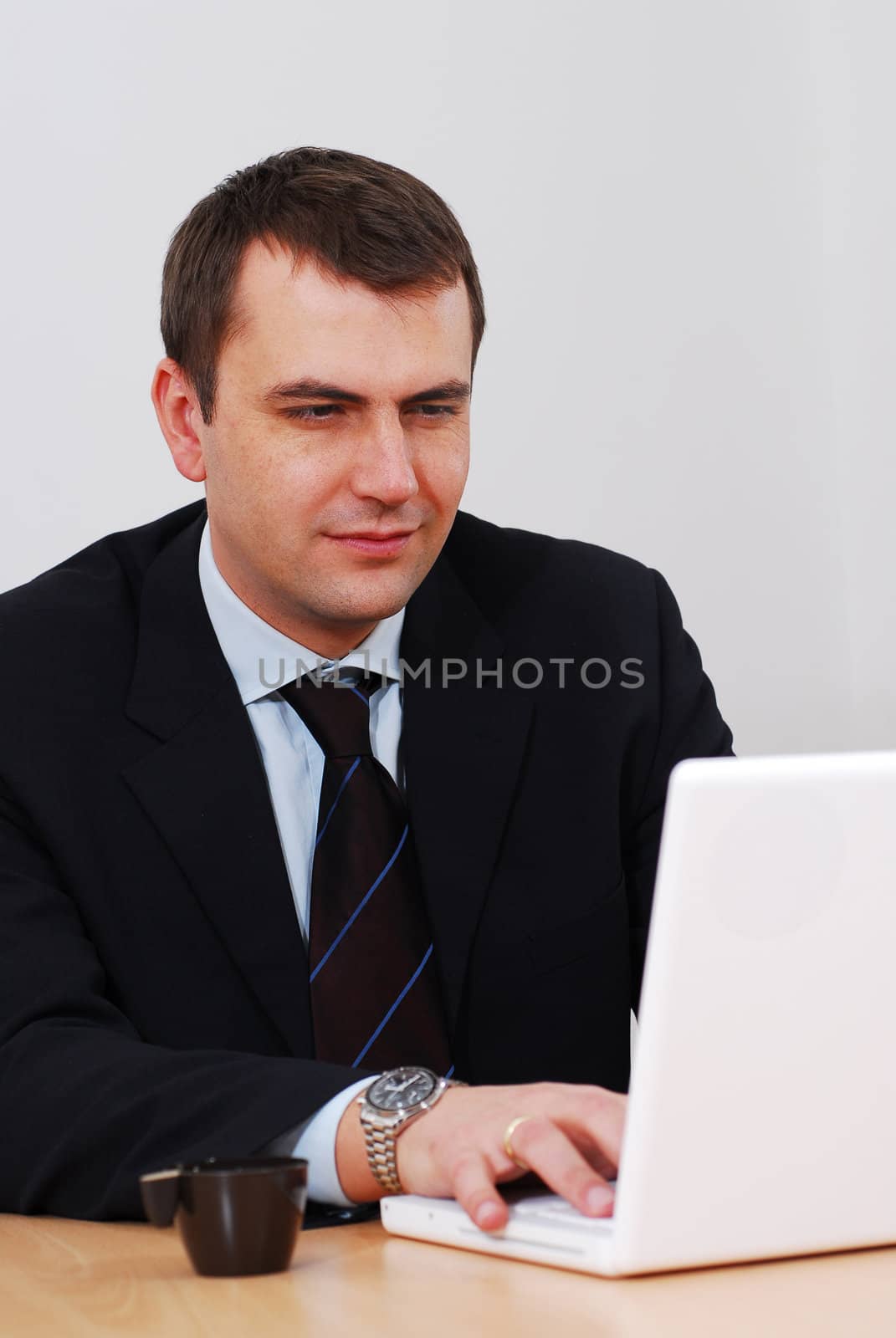 Successful businessman working on a lap-top