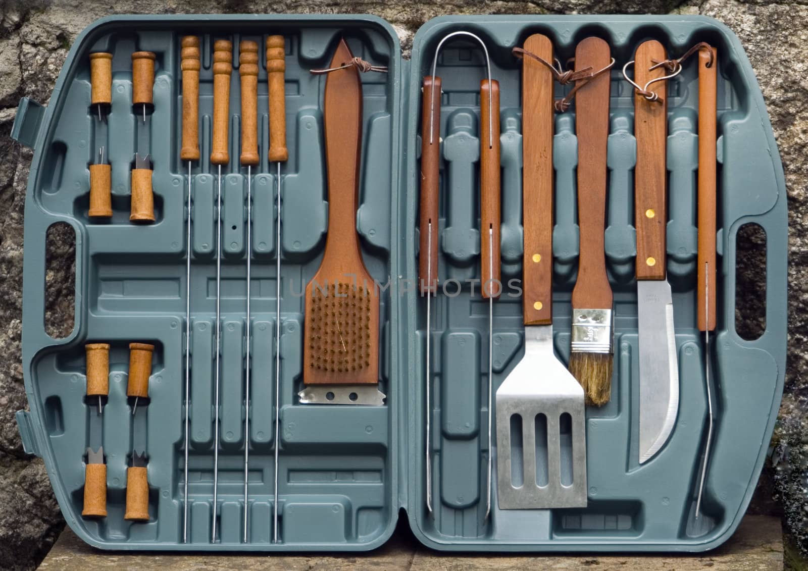 Detail of a set of cutlery used for barbecues