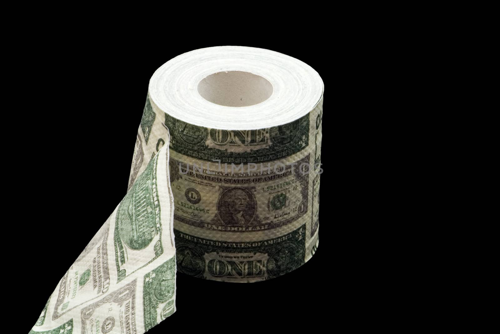 Roll of toilet paper with USD