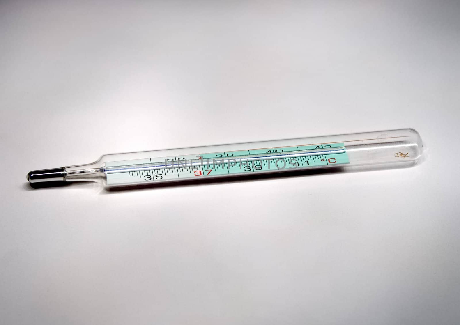An old type of mercury clinical thermometer - close up