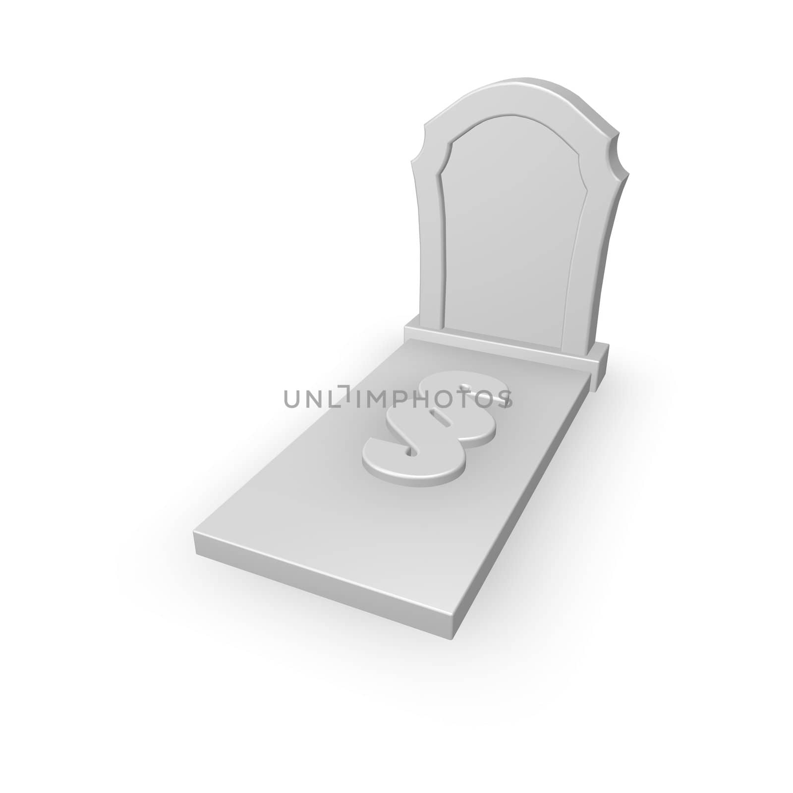 gravestone with paragraph symbol on white background - 3d illustration