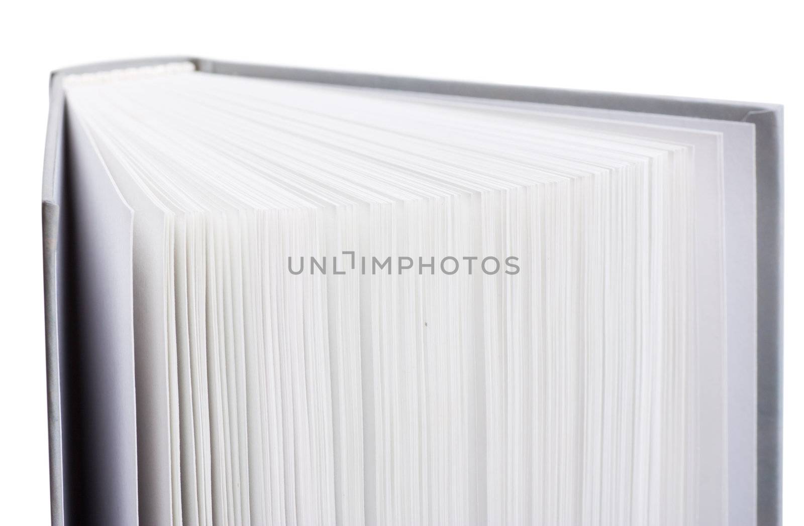 Macro view of thick book isolated over white background