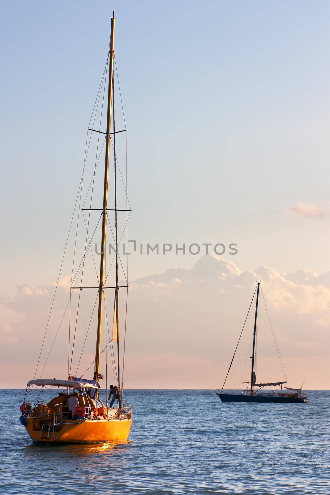 Two yachts in a sea