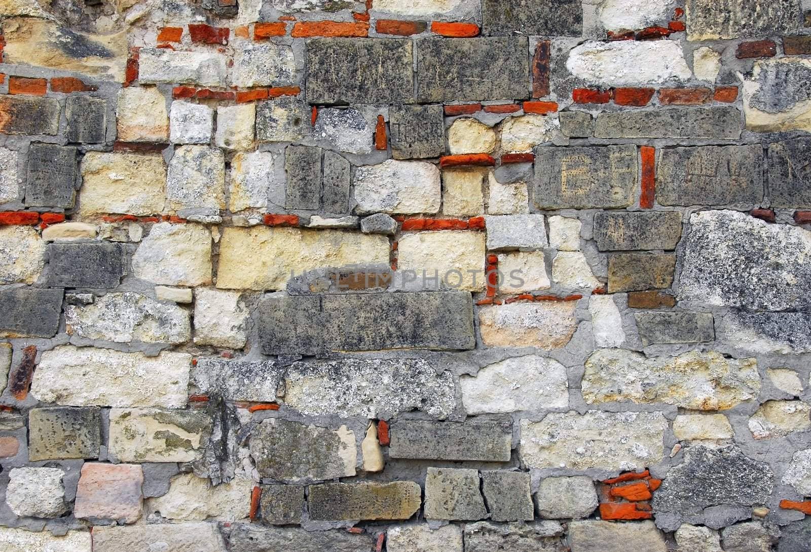 old colorful stone wall of Kalemegdan fortress in Belgrade