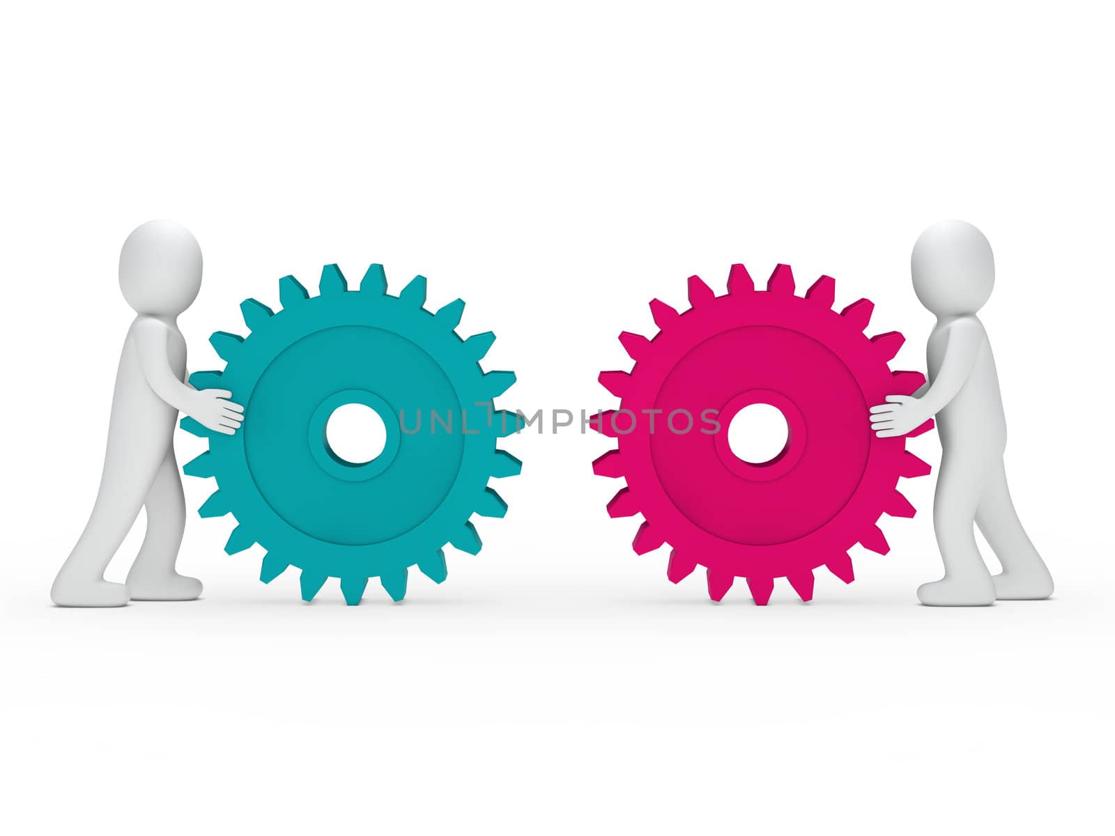 3d men push gear turquoise and pink