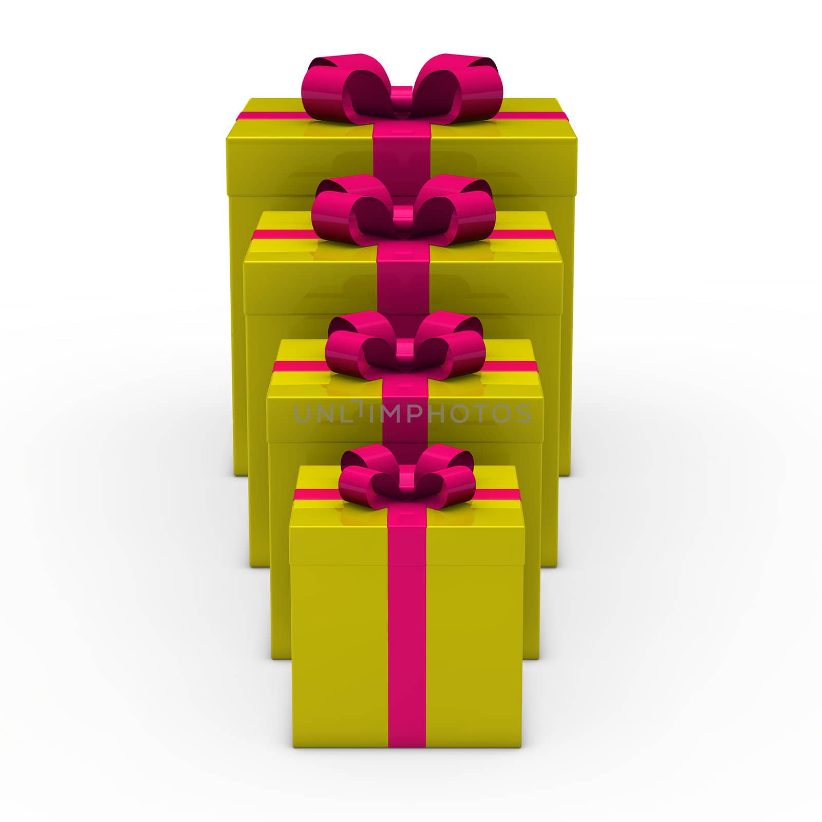 3d gold gift box small to big