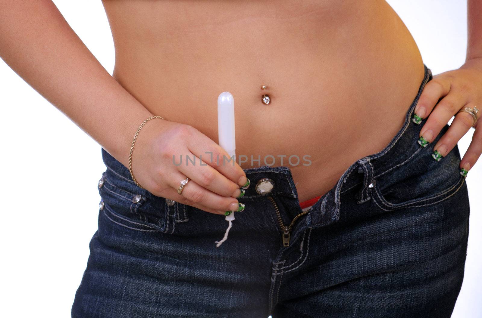 Young Woman Holds a Tampon (3) by csproductions