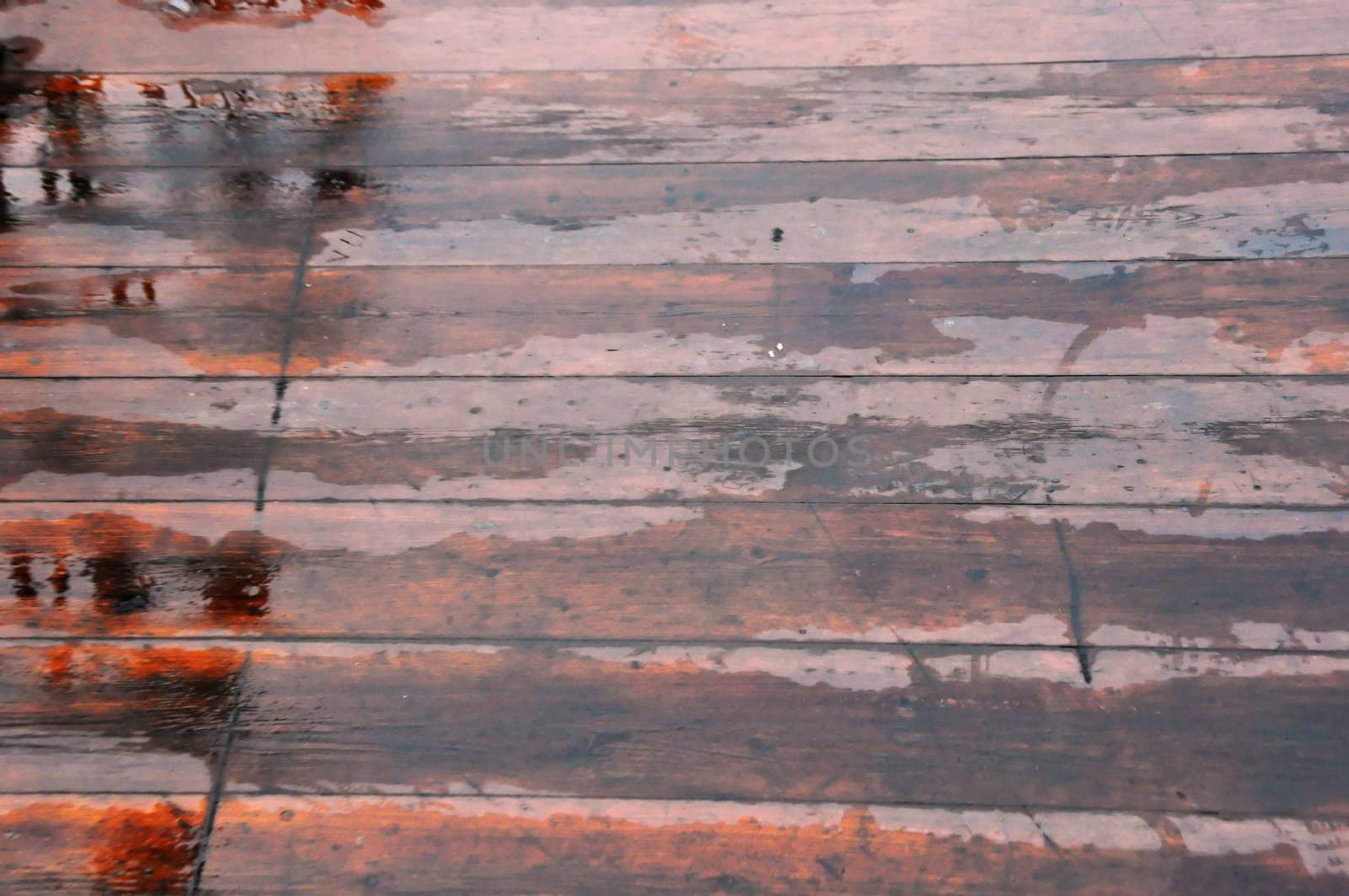 texture - Wet timber floor from several boards