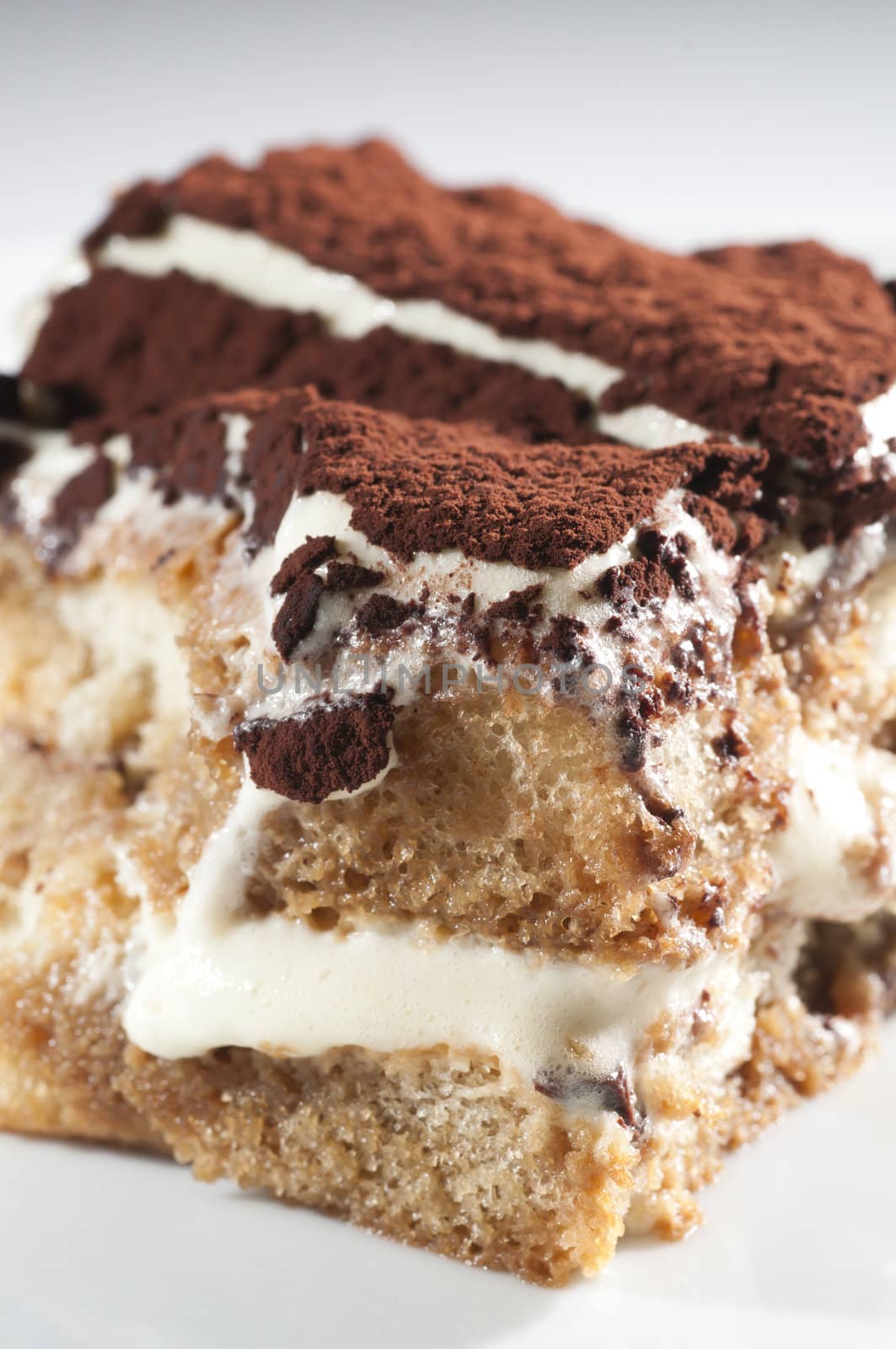 Classic, traditional tiramisu fresh cake from Italian tradition