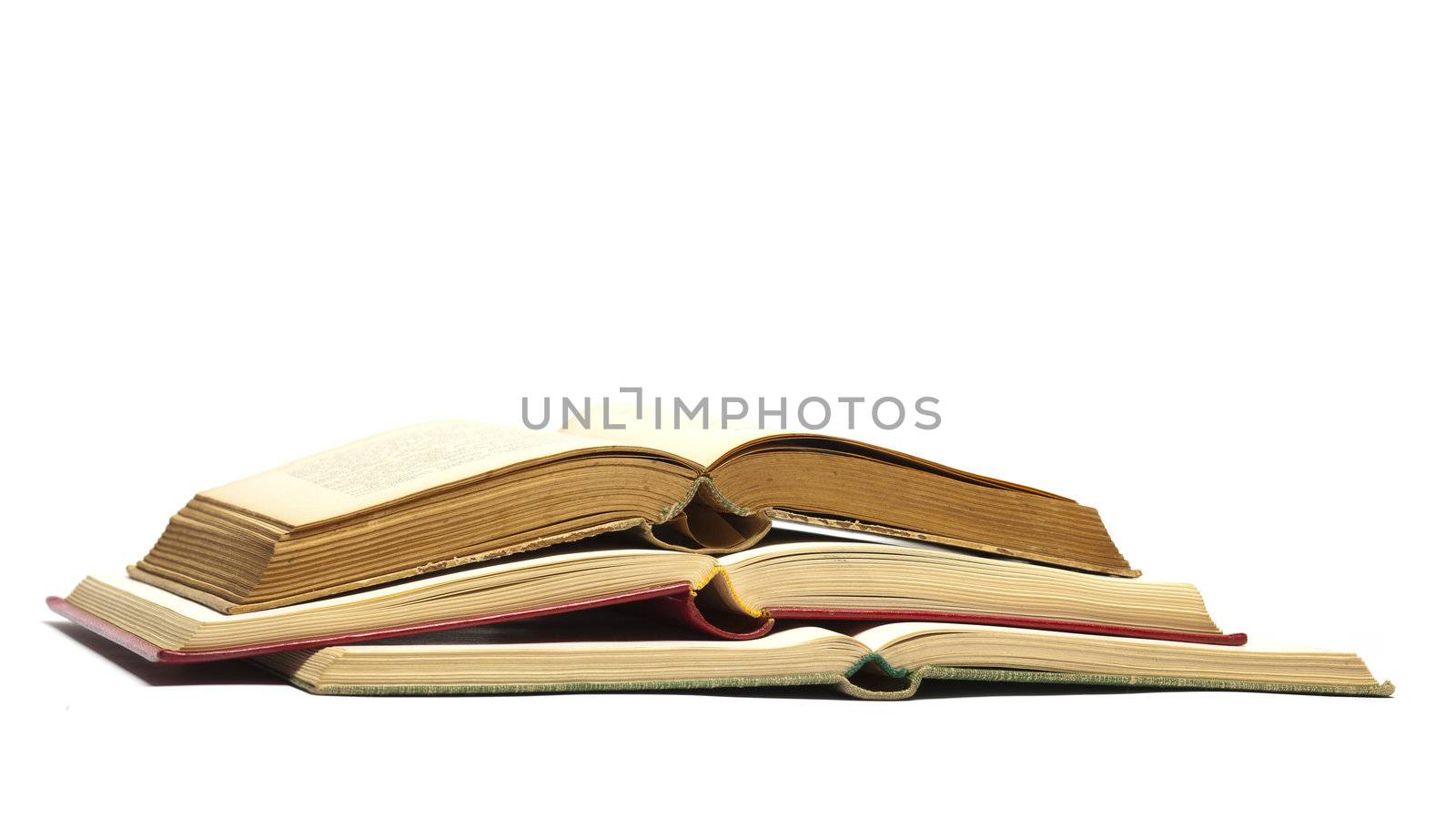 Open Old Antique Books isolated on white