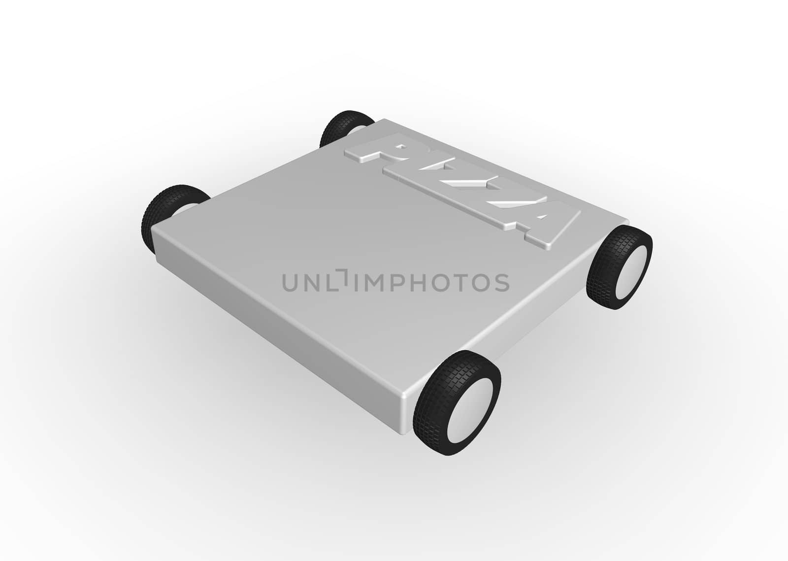 pizza box on wheels - 3d illustration