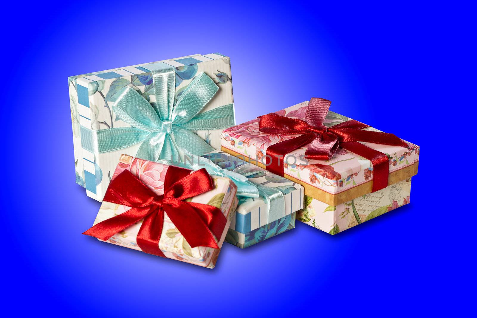 Christmas Gifts on blue background