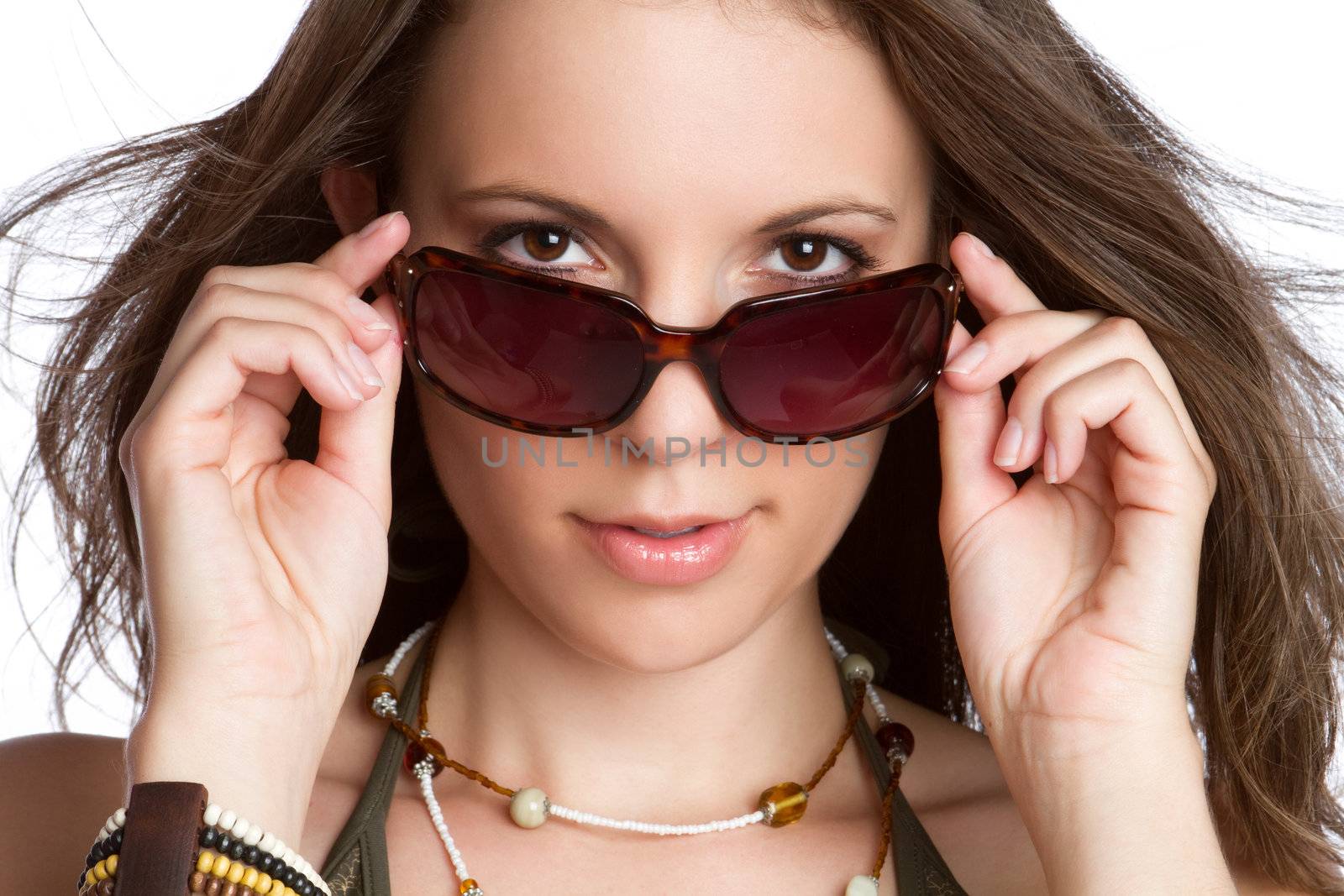 Beautiful sexy young sunglasses woman