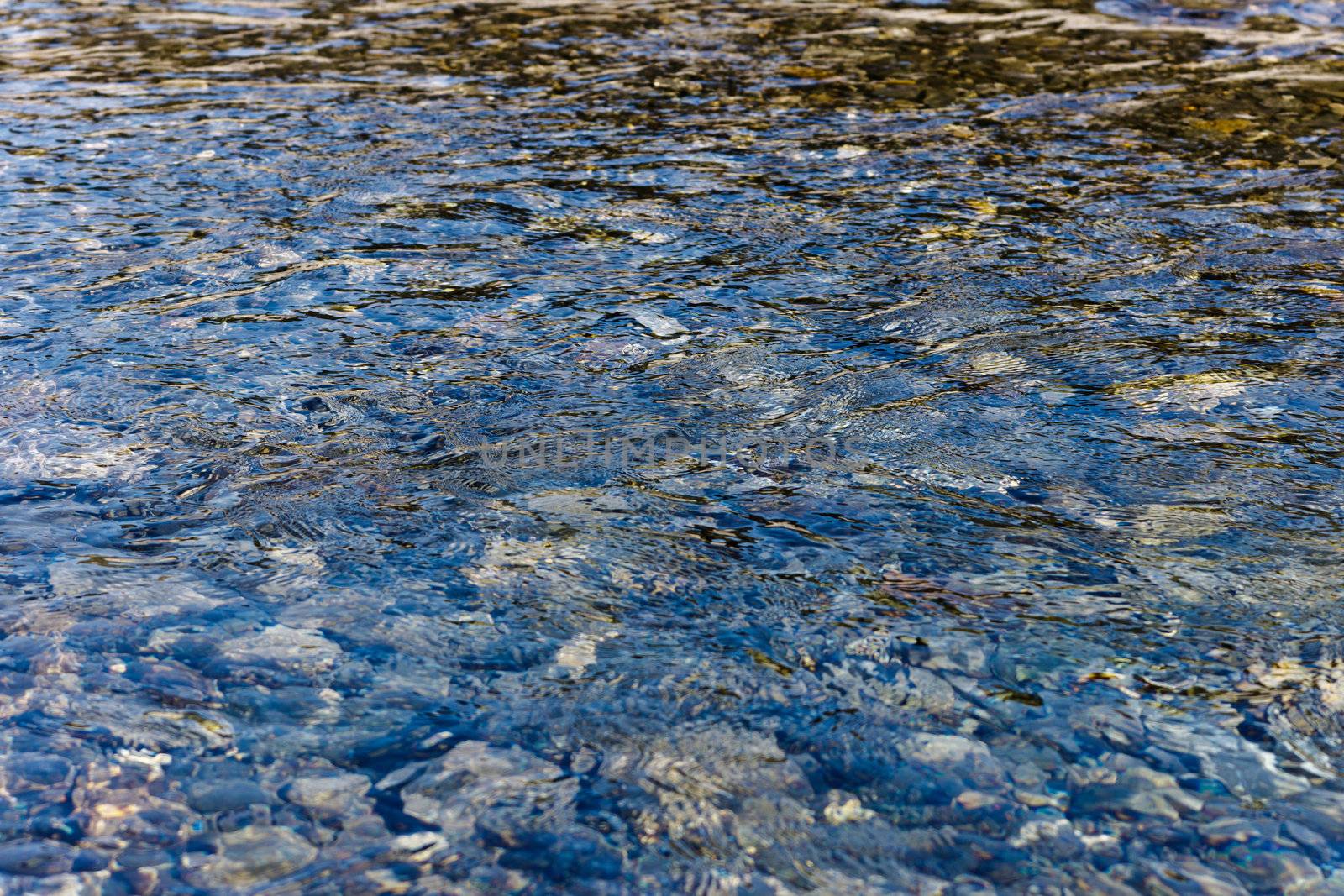 pebbles under water, waves, reflection, textures