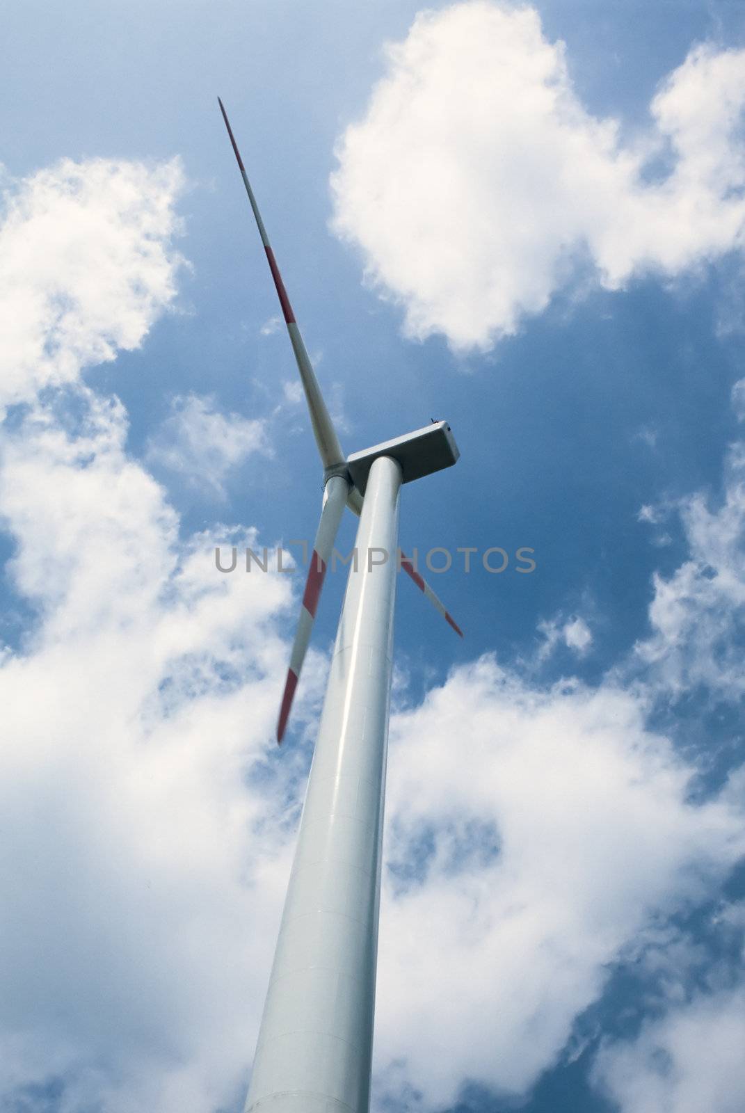 Green energy from wind: large 1.3MW wind turbine (slight motion blur on rotor)