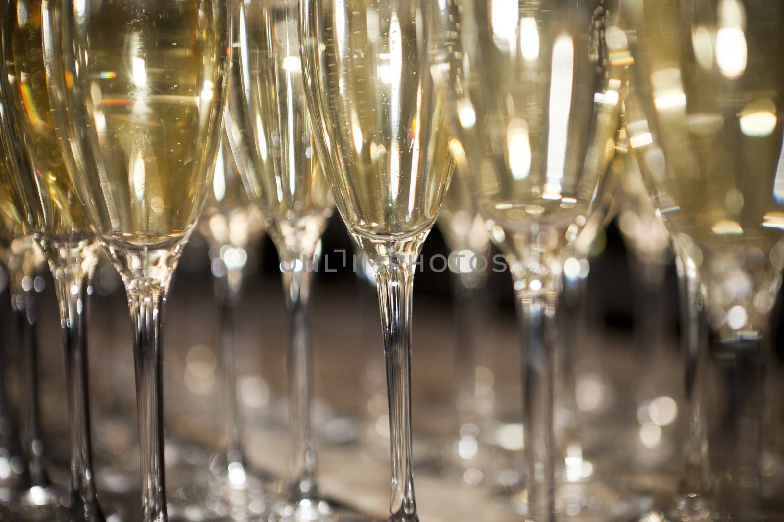 Close up of glasses with Sparkling Champagne