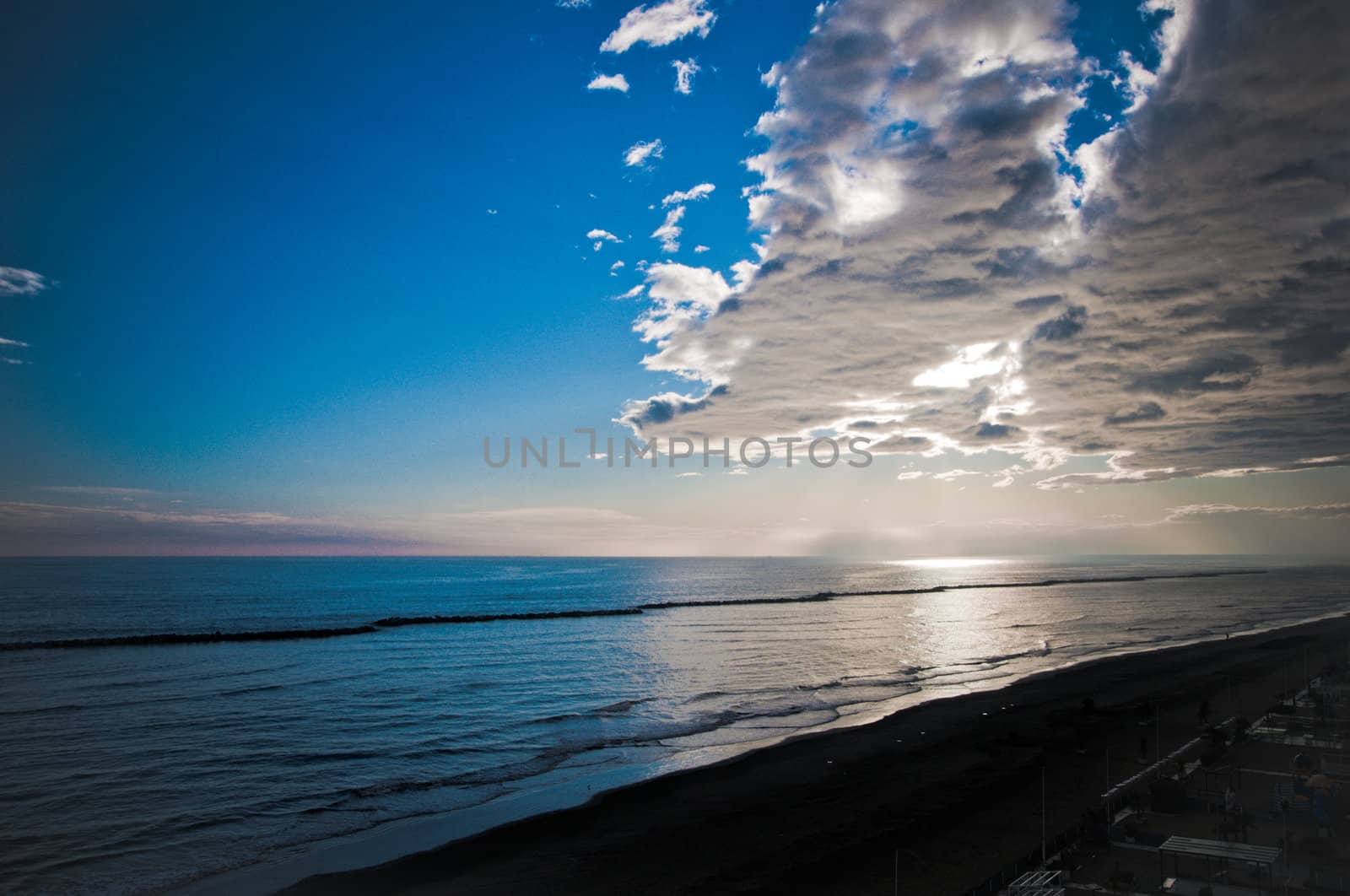 Adriatic Dawn in the coast of Rimini, Italy - Emilia Romagna region