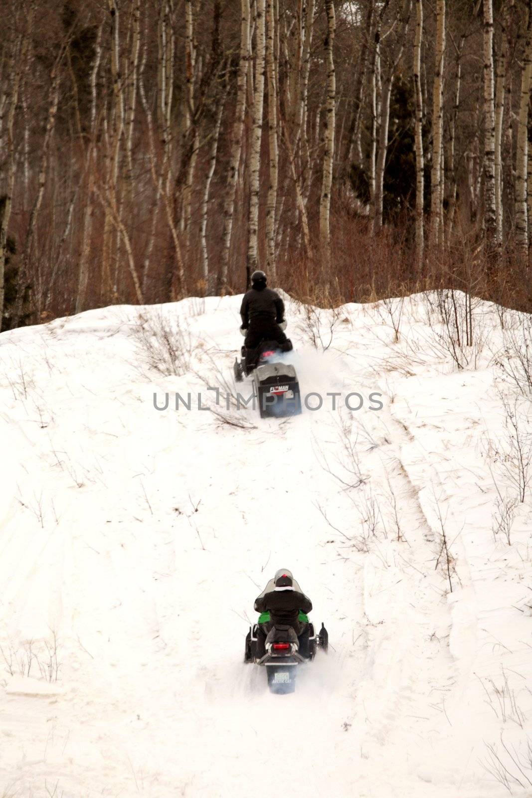 Two people out for a skidoo ride by pictureguy