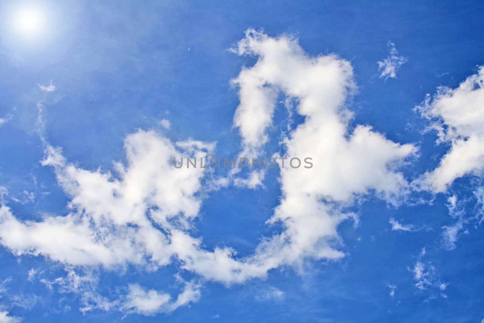 White clouds on blue sky