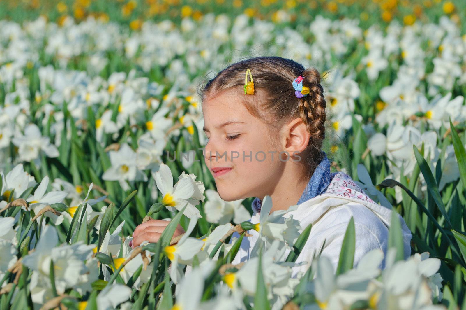 Girl And Daffodils by maxoliki