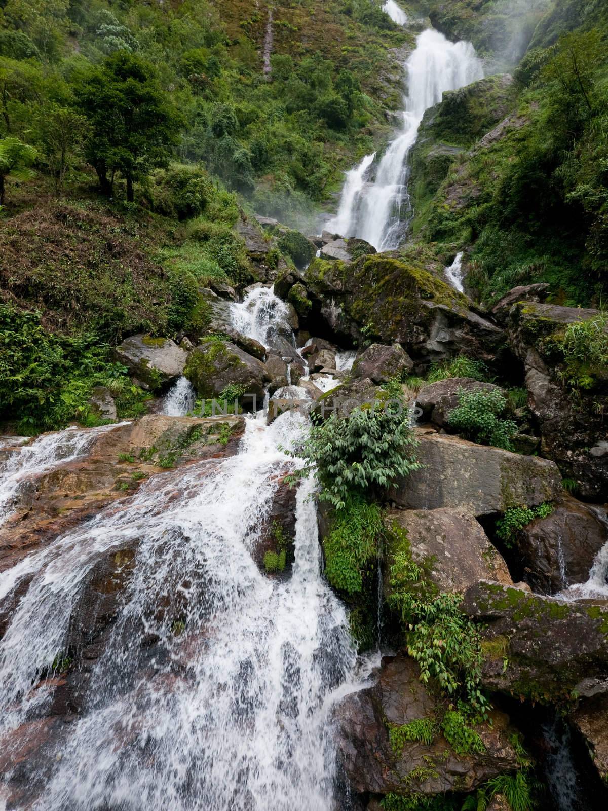 Thac Bac or Silver waterfall in Sapa Valley, Vietnam