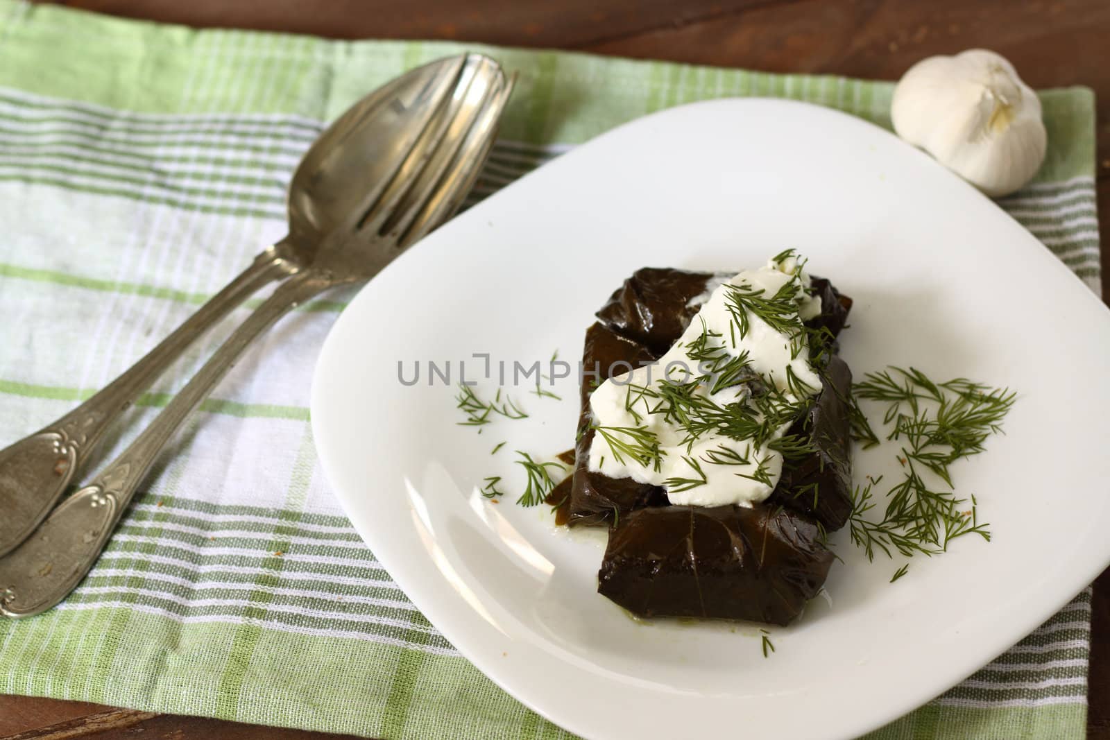 vine leaves stuffed with rice