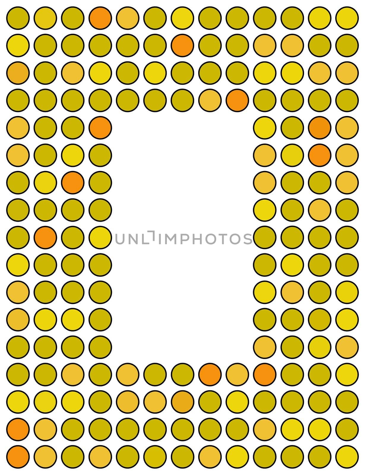 Illustrated Frame made of coloured dots over a white background