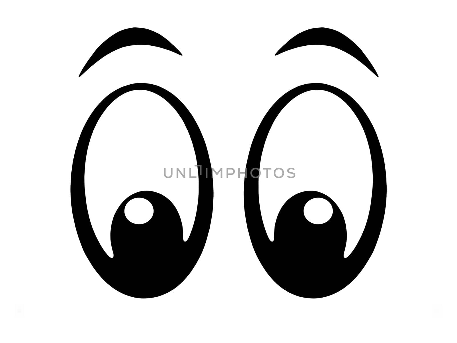Illustration of black and white cartoon eyes