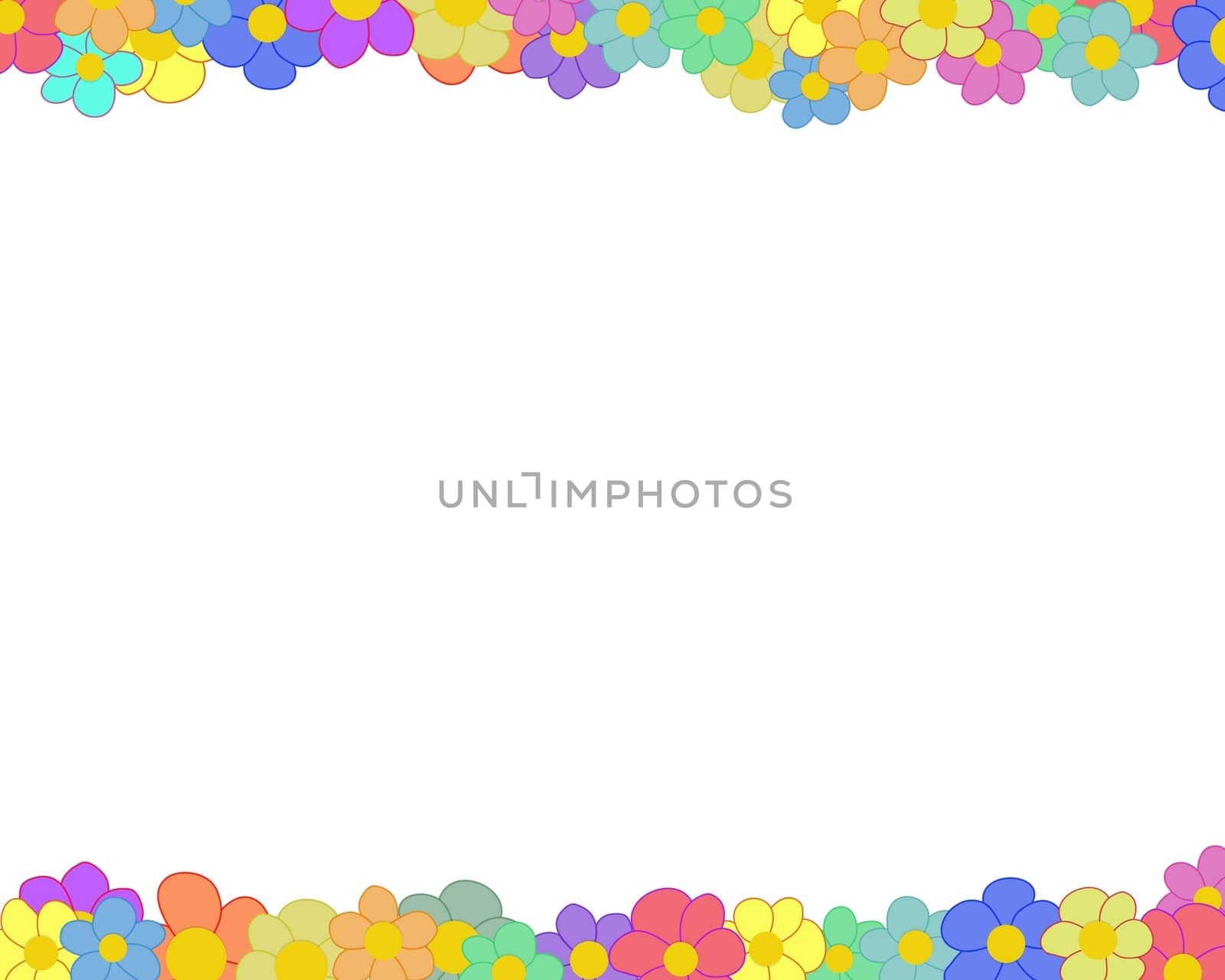 Illustration of a flower border on a white background