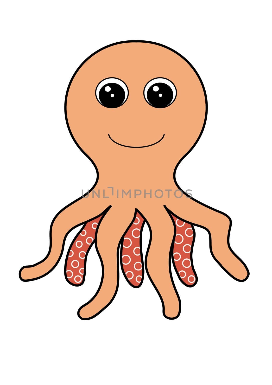 Illustration of a happy octopus