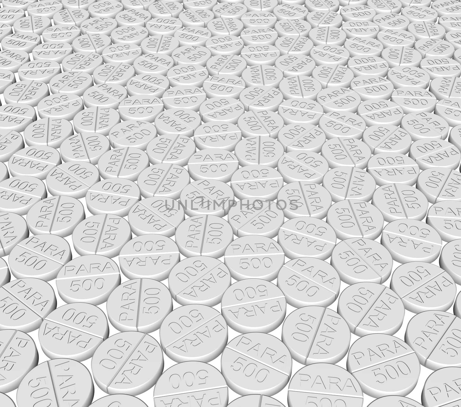 3D illustration of lots of Paracetamol