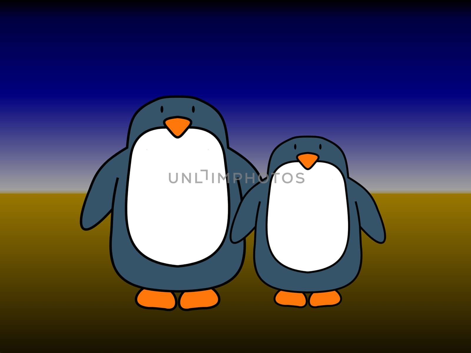 Illustration of two penguins