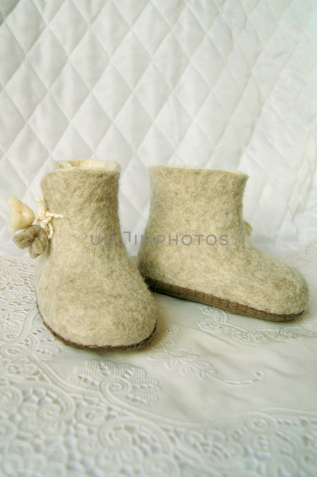 Felt soft gray boot, valenki isolated by lana_art