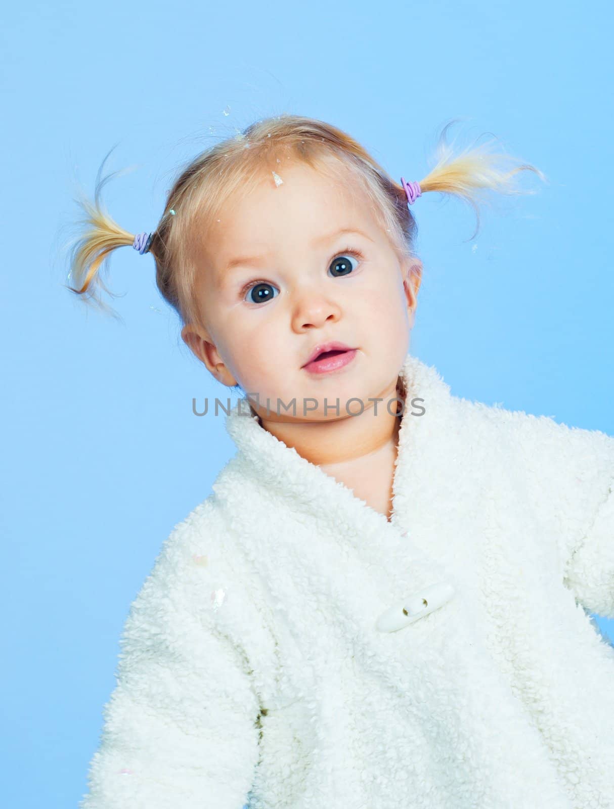 cute baby girl in black pink and white stylish outfit in studio