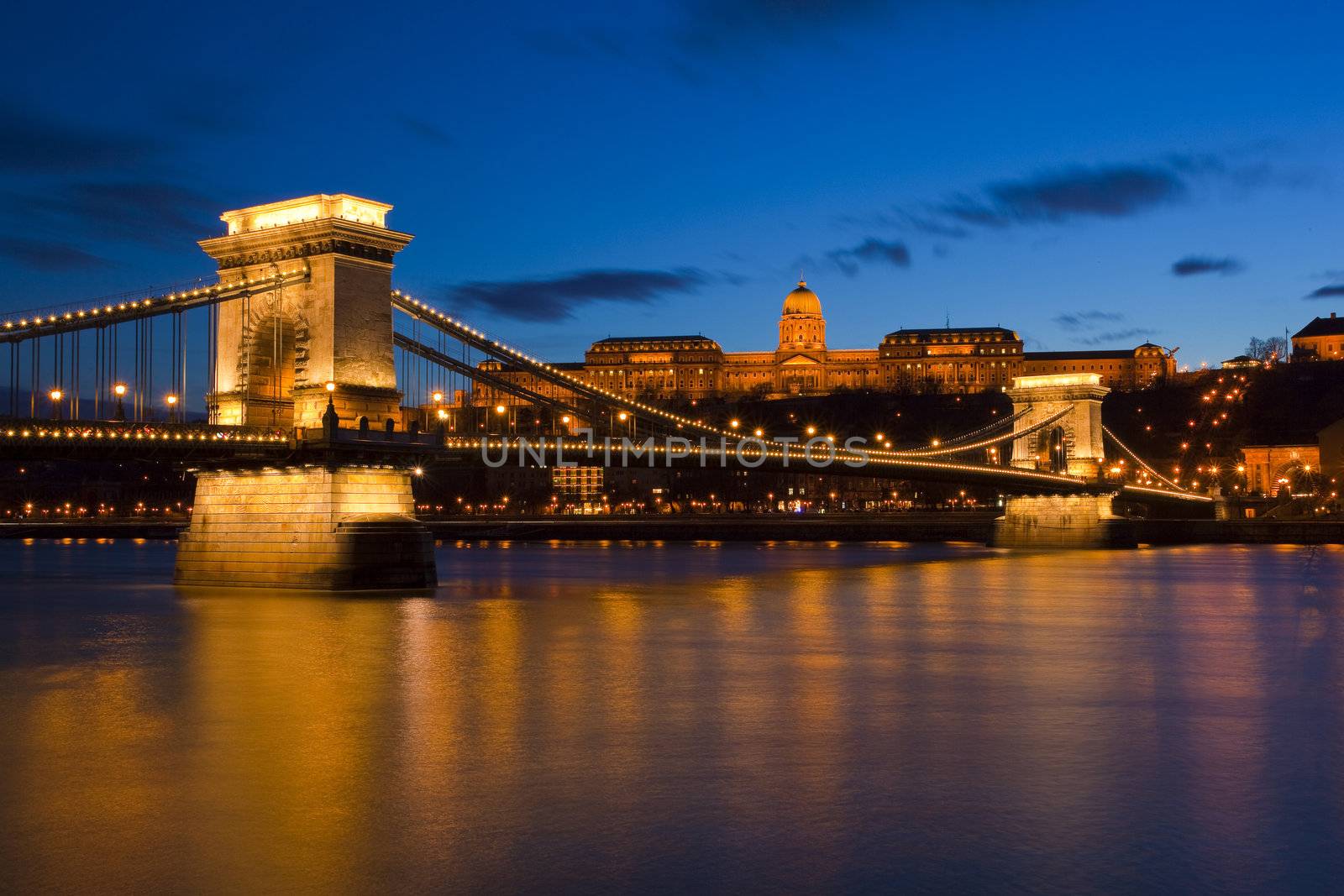 Budapest, night, Danube, river, Hungary