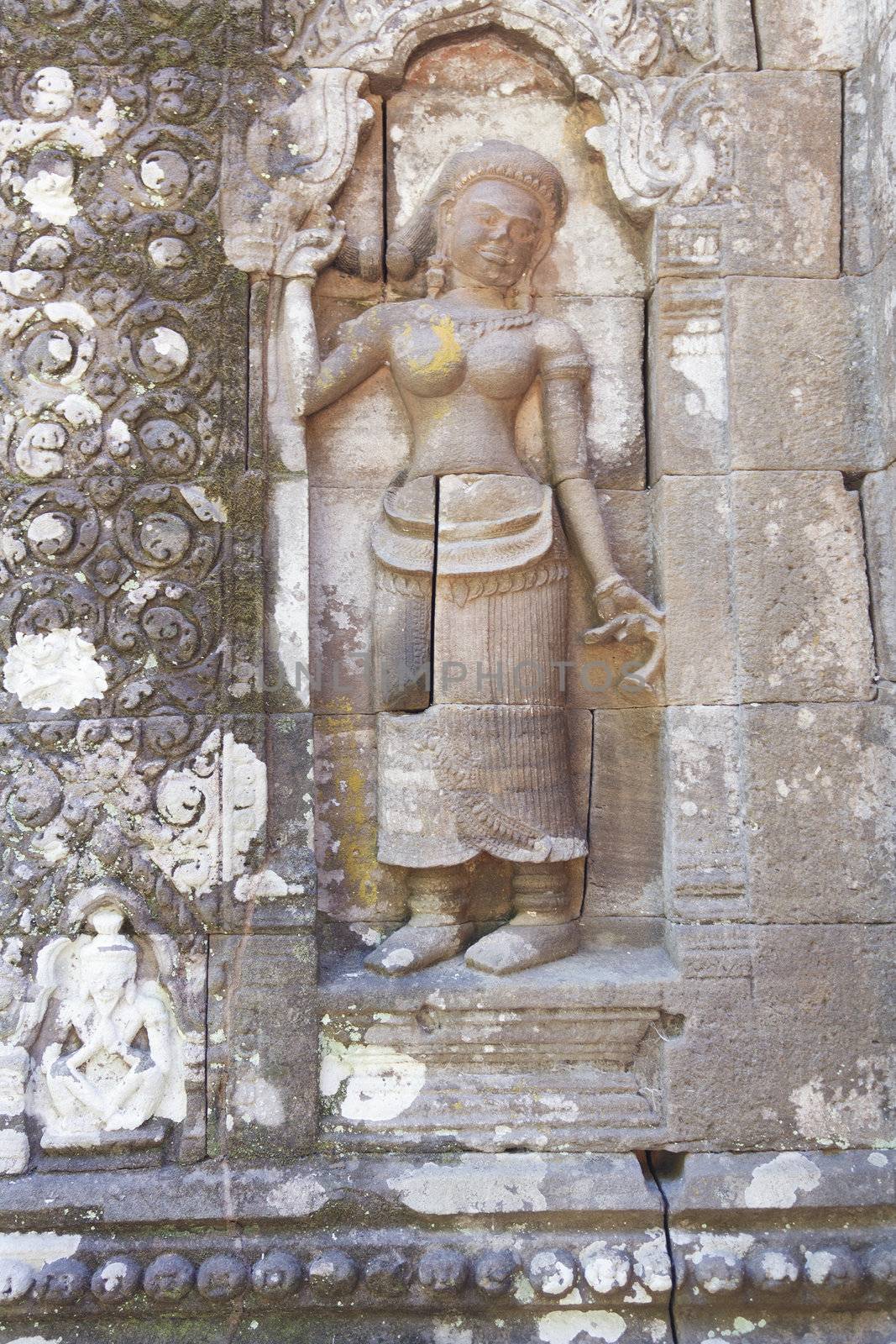 Design of graven image on pillar at Vat Phu-World heritage site, Pakse City, Champasak Province, Laos
