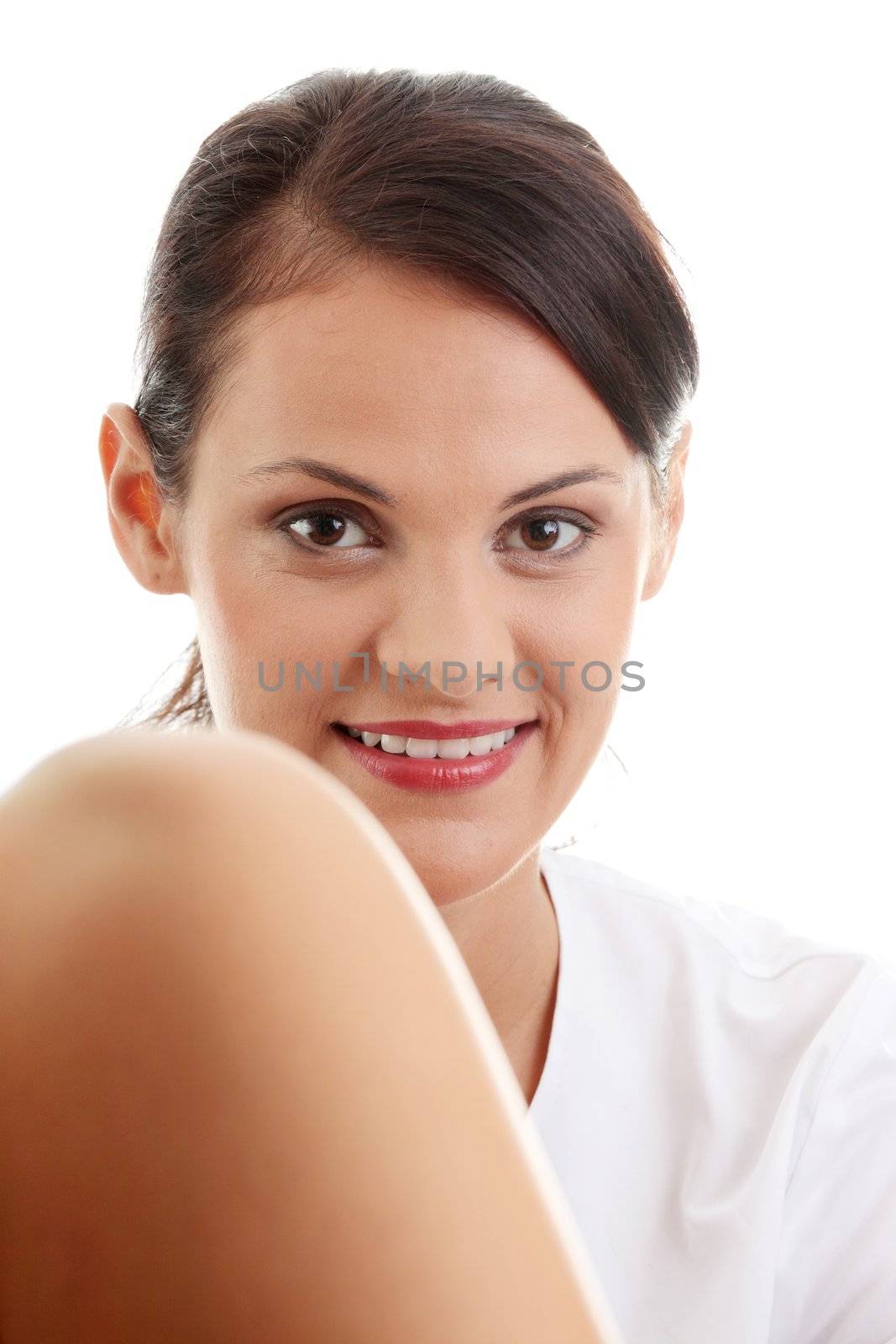 Female gynecologist doctor, isolated on white background